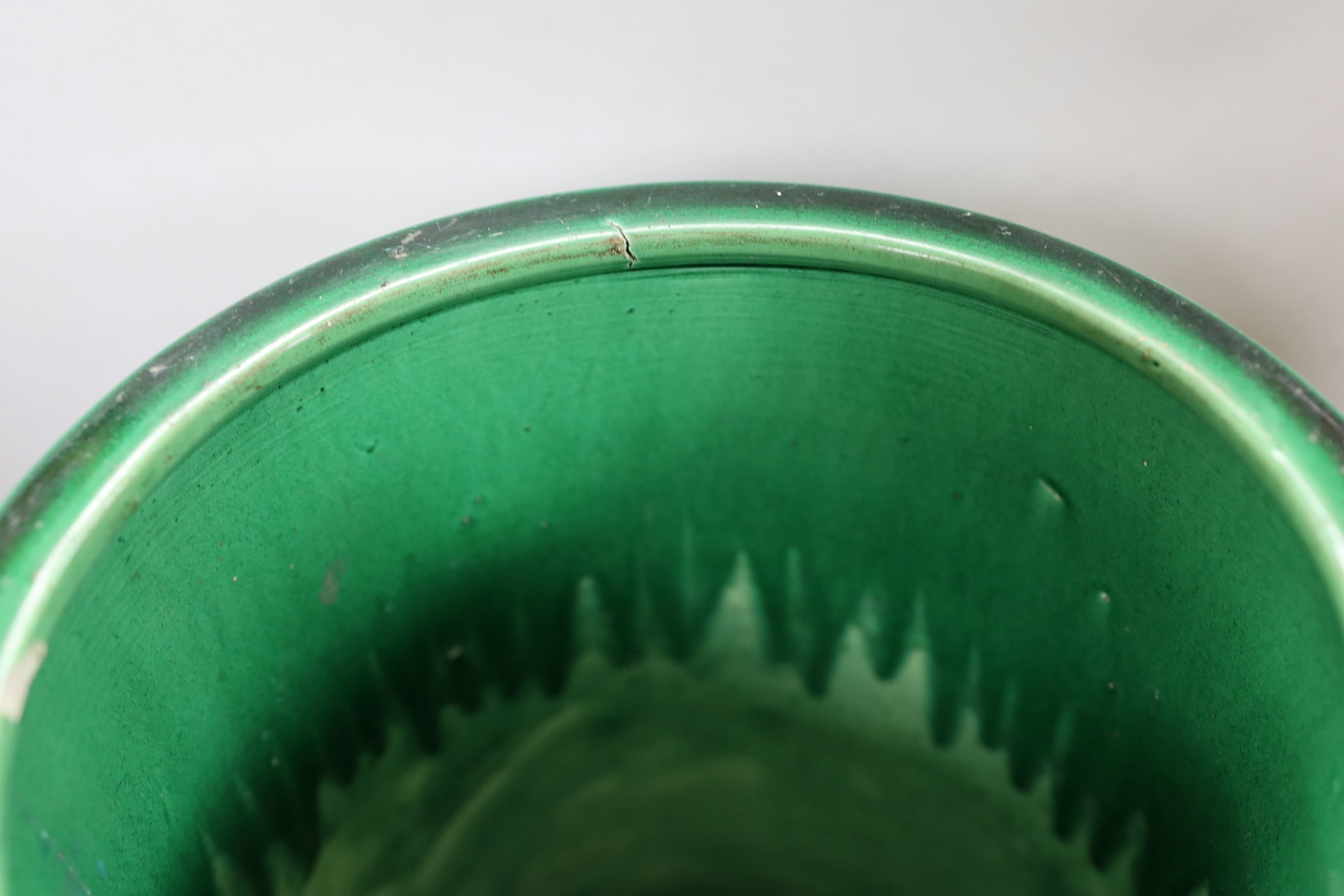 An early 20th century Japanese green glazed ‘dragon’ stick stand, 61cm